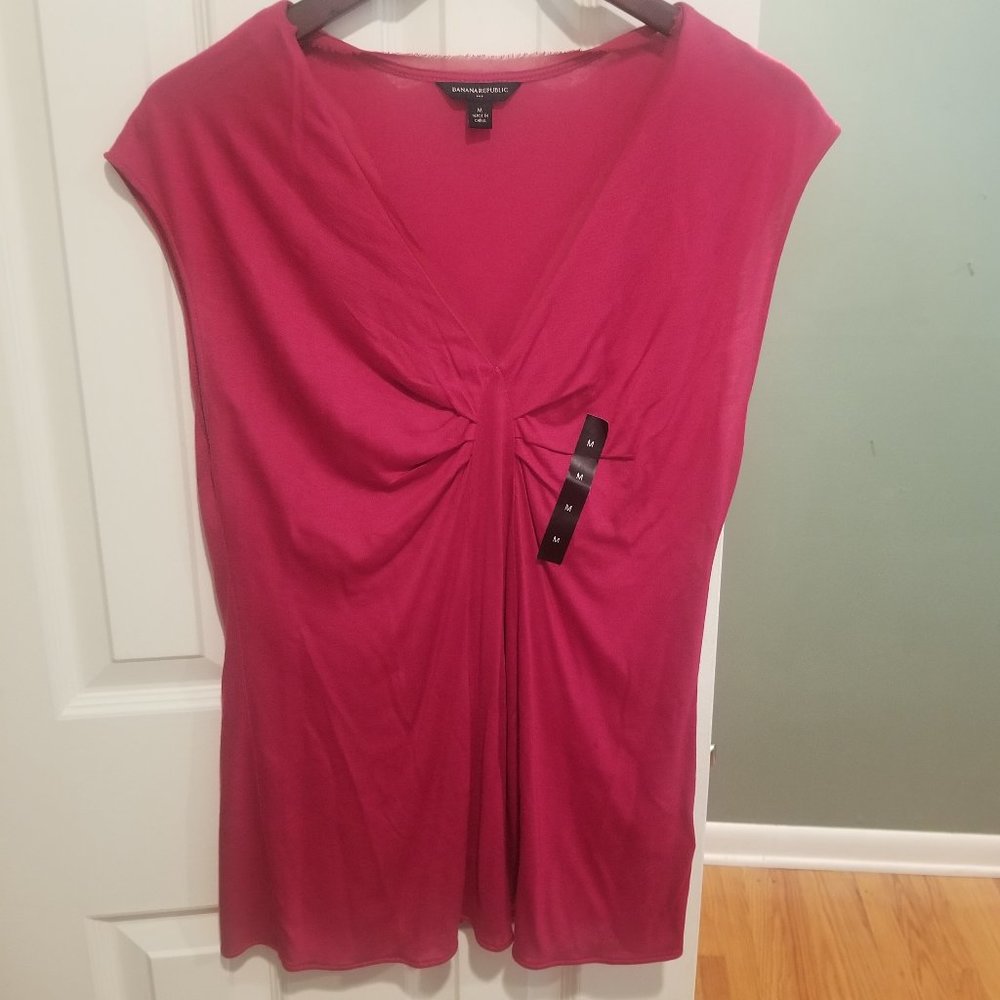 Banana Republic Fushia Pink Short Sleeve Blouse Medium
